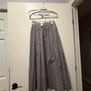 Aerie Black and White Checkered Midi Skirt